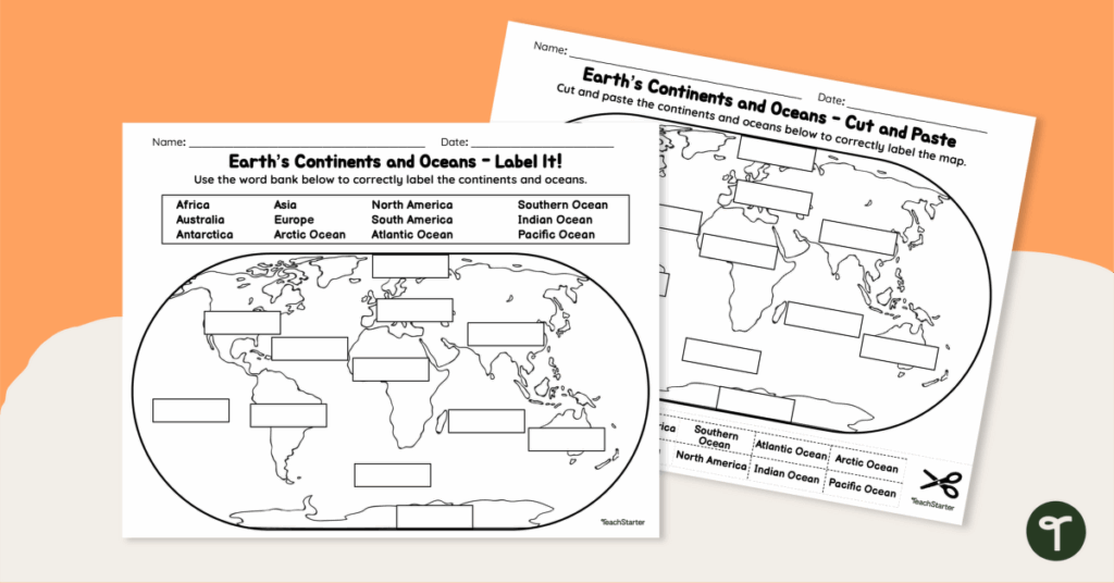 Blank Map Of 7 Continents And 5 Oceans Printable Worksheet Infoupdate