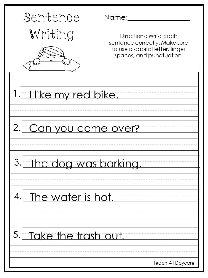 Engage Young Minds With Fun Kindergarten Sentence Writing Worksheets