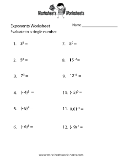 Exponents Worksheets Worksheets Worksheets