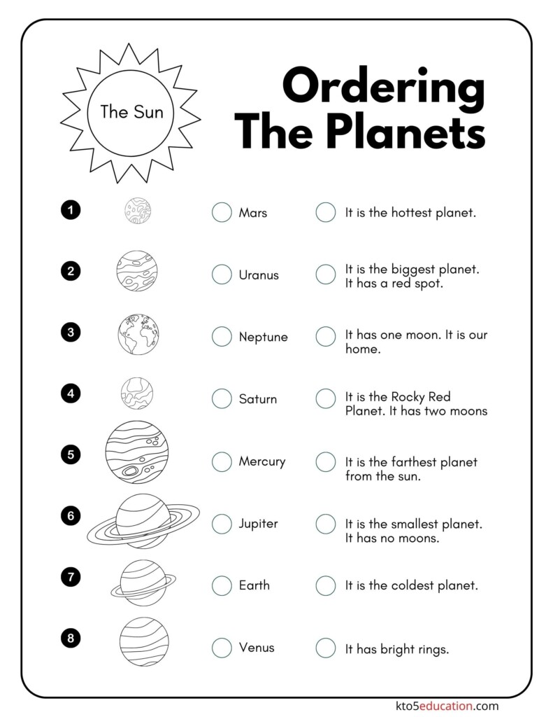 Free Ordering The Planets Worksheet Check More At Https kto5education 