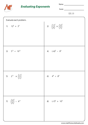 Free Printable Exponents And Prower Of Ten Math Worksheets For 