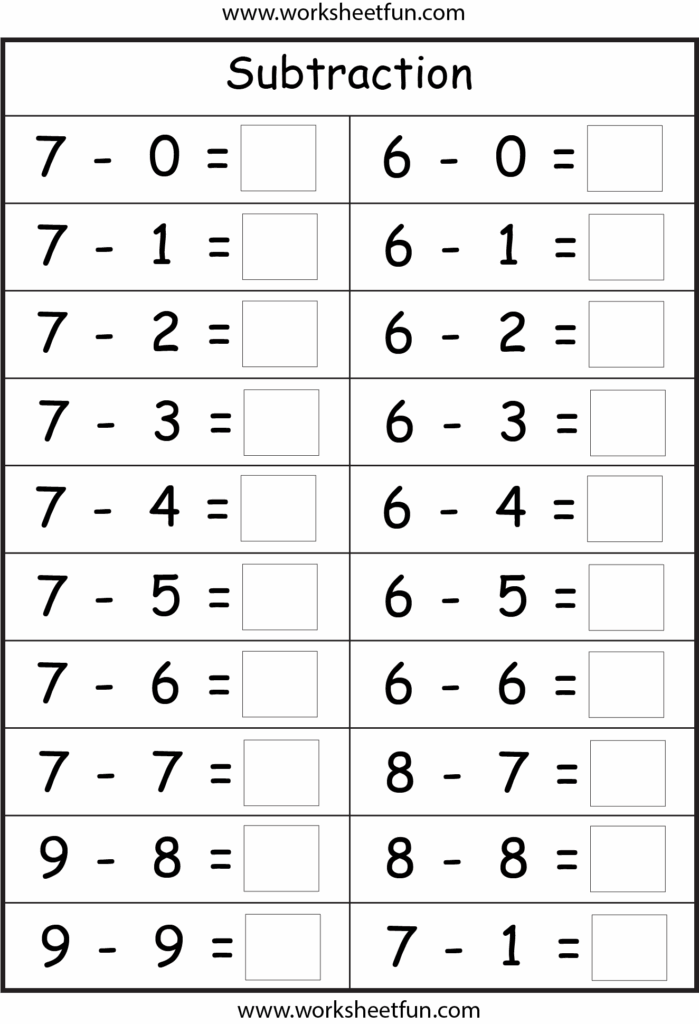 Free Printable Kindergarten Subtraction Worksheets Printable Worksheets
