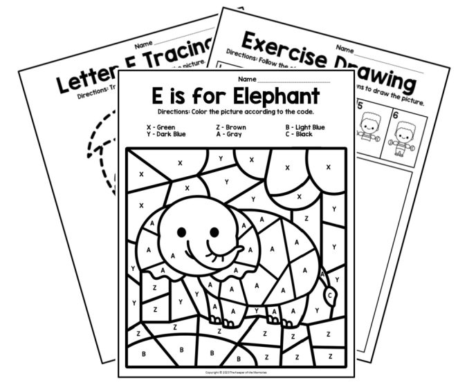 Free Printable Letter E Worksheets The Keeper Of The Memories 