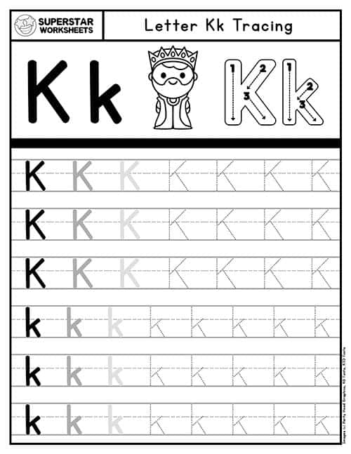 Free Printable Letter K Tracing Worksheets Pdf Kindergarten 