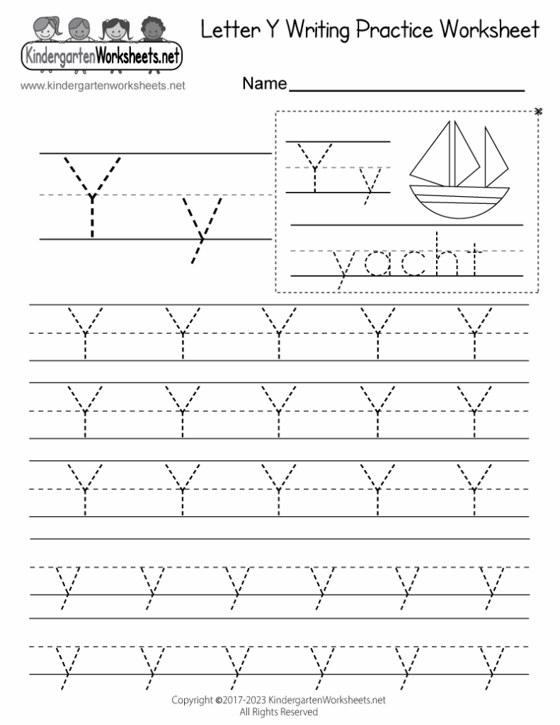 Free Printable Letter Y Writing Practice Worksheet For Kindergarten