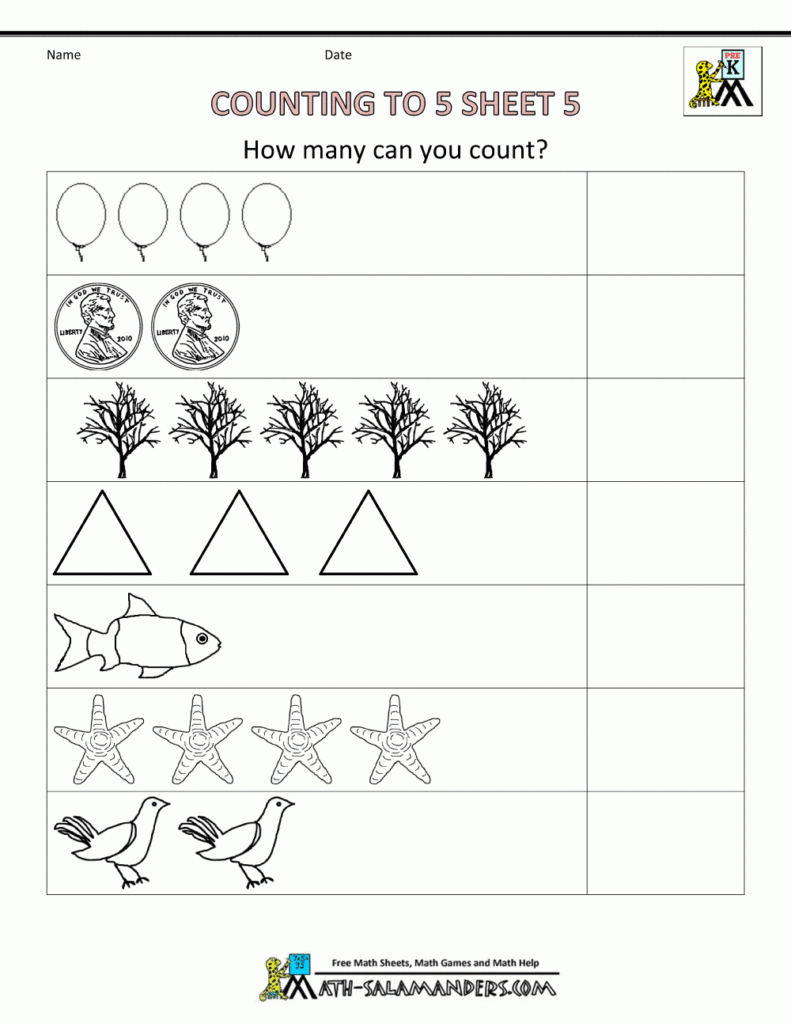 Math For Preschoolers Printable Worksheets