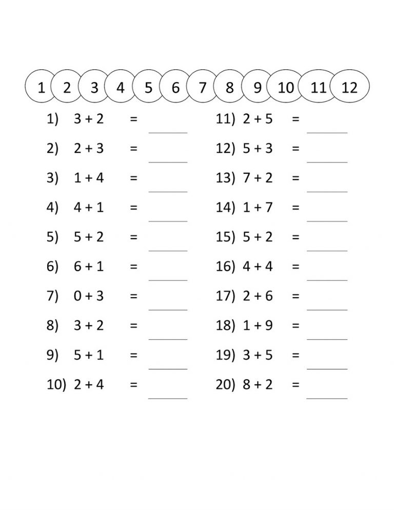 Math Grade1 Worksheets PDF Learning Printable