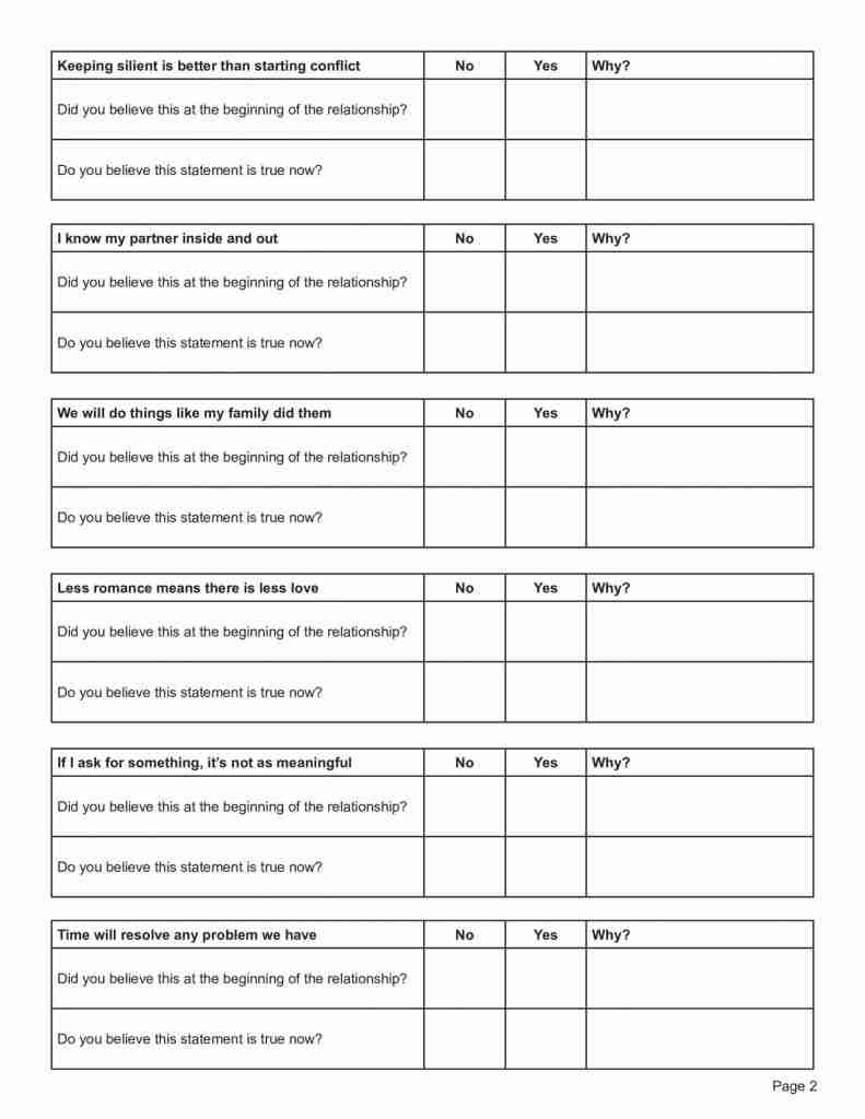 Printable Relationship Expectations Worksheet