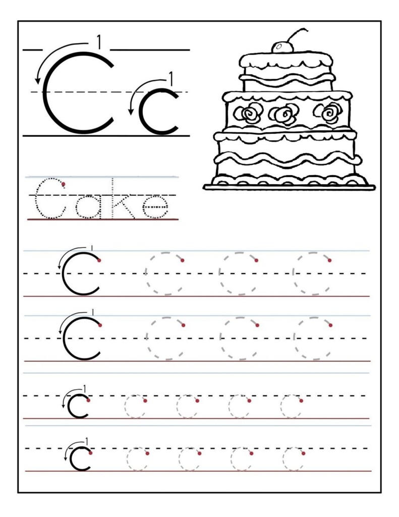 Uppercase Letter C Tracing Worksheet Doozy Moo Free Printable 