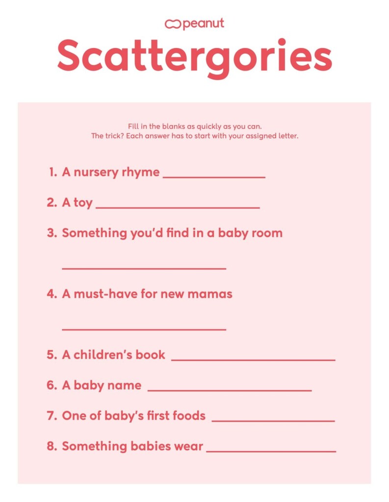10 Fun Free Printable Baby Shower Games Peanut Worksheets Library
