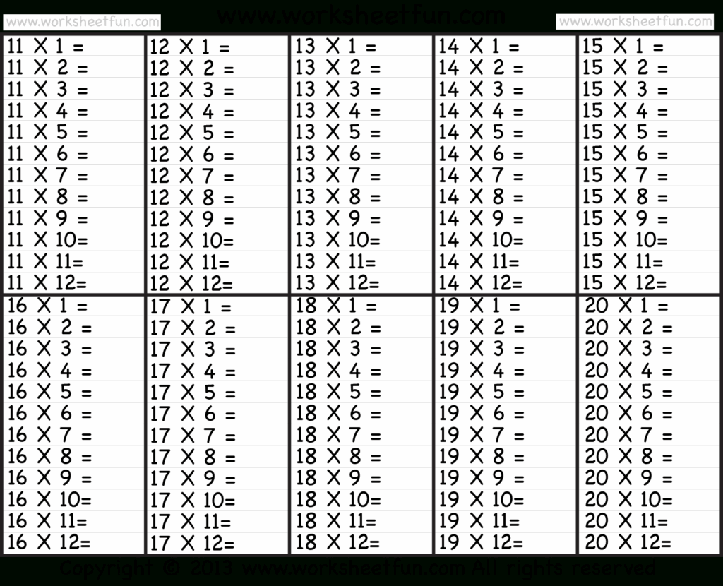 12 Times Tables Worksheets Multiplacation Tables Times Tables 