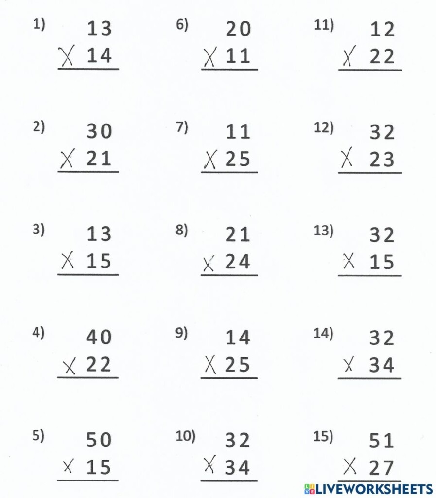 2 Digit By 2 Digit Multiplication Worksheets Multiplication Worksheets