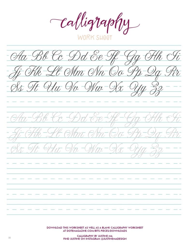 50 Printable Cursive Handwriting Worksheets 55 Printable PDF Template