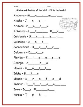50 State Capitals Worksheet With Detailed Answer Key Worksheets Library