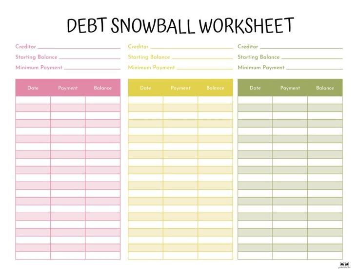 A Printable Debt Snowball Worksheet Is Shown In This Image It Shows The A Printable Debt Snowball Worksheet Is Shown In This Image It Shows The