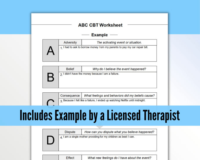 ABC CBT Worksheet Fillable PDF Worksheets Library