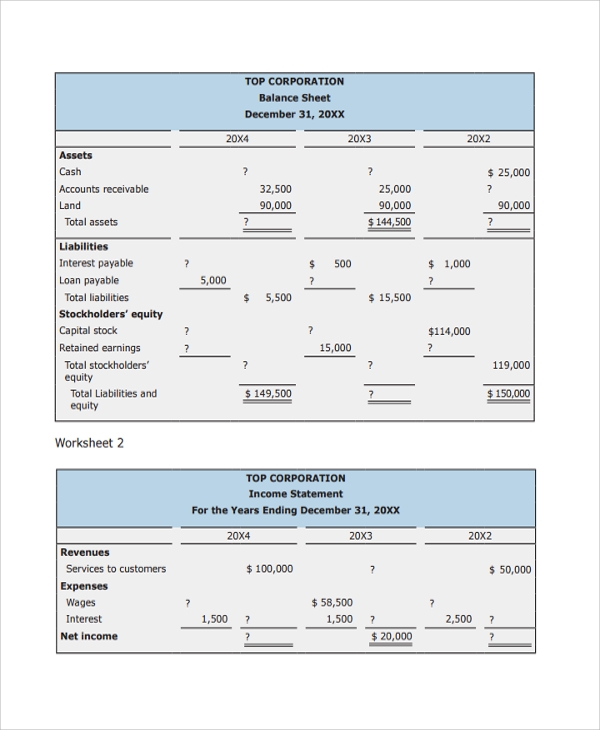 Accounting Worksheet Printables Ataglance Printable Calendar
