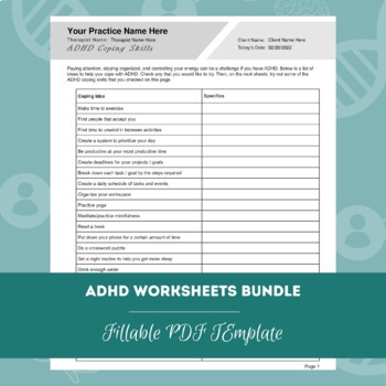 Adhd Worksheets Editable Fillable Printable Pdfs Therapybypro Hot Sex 