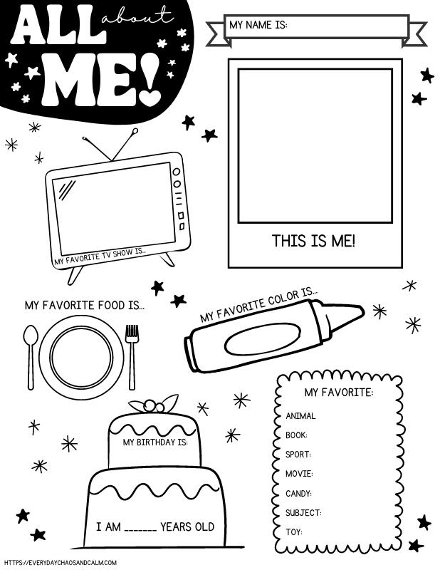 All About Me First Day Of School FREE Worksheets Xoxoerinsmith 