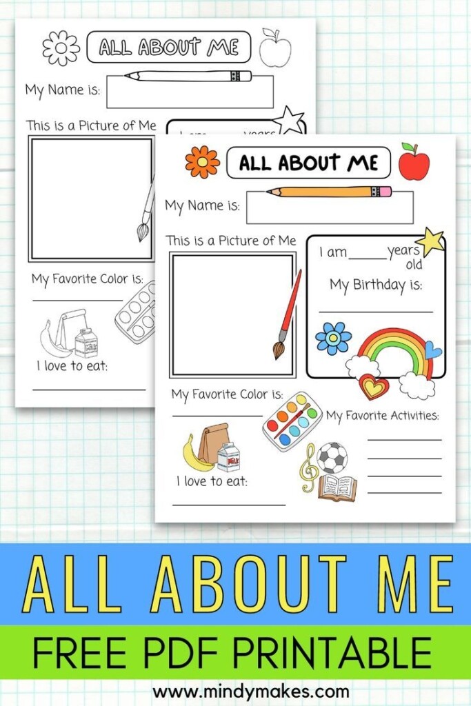 All About Me Printable Preschool Worksheet Free Pdf Artofit