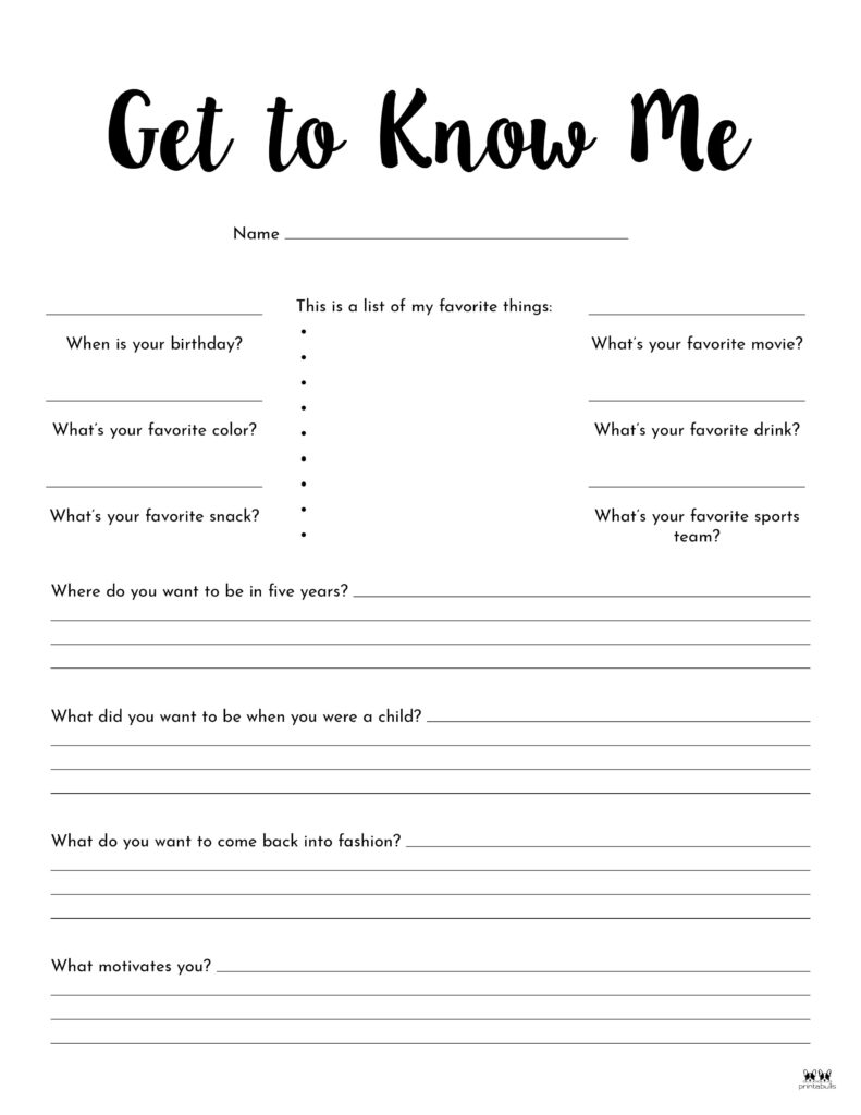 All About Me Printable Worksheets 50 FREE Printables 47 OFF All About Me Printable Worksheets 50 FREE Printables 47 OFF