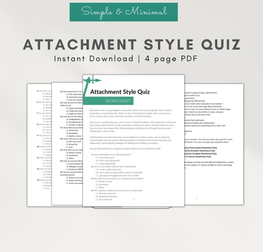 Attachment Style Quiz Pdf Attachment Style Questionnaire Attachment 