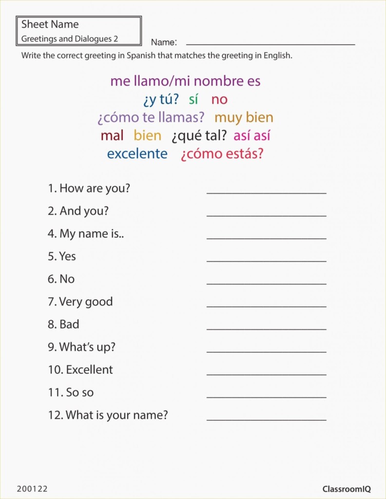 Beginner Spanish To English Worksheets Printables Printable Worksheets