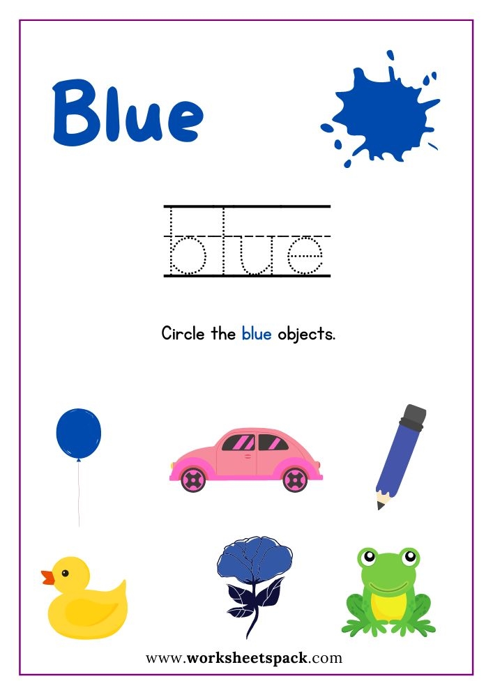 Blue Color Sheet Printable Free PDF Color Blue Worksheet For Preschool 