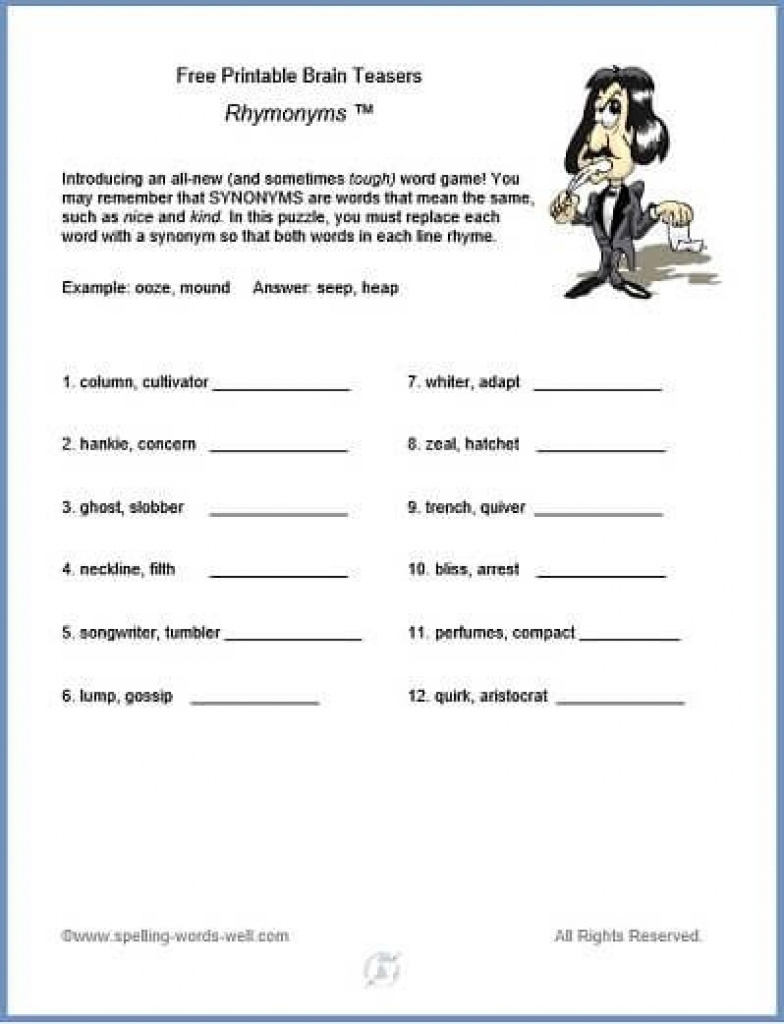 Brain Games Printable Worksheets For Adults Printable Worksheets