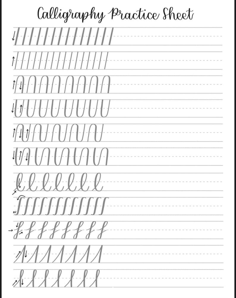 Calligraphy Practice Sheets Hand Lettering Practice Wri Calligraphy 