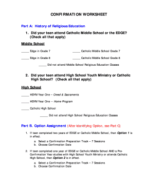 Confirmation Worksheets Pdf Fill Online Printable Fillable Blank
