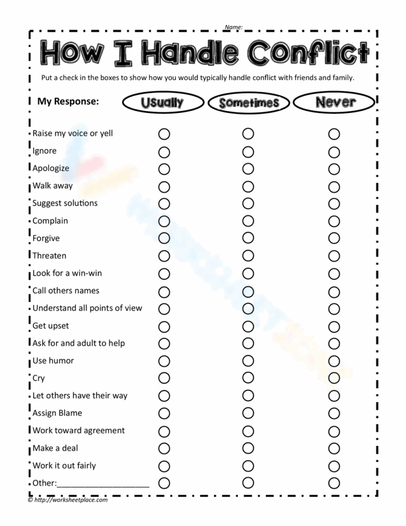 Conflict Resolution Worksheet By Courtney Benner Worksheets Library 