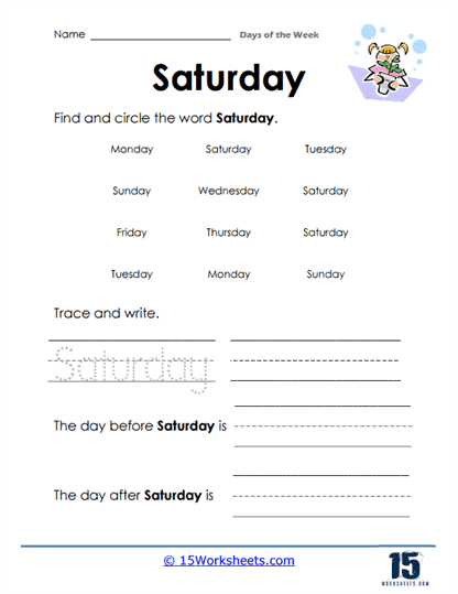Days Of The Week Worksheets 15 Worksheets Worksheets Library