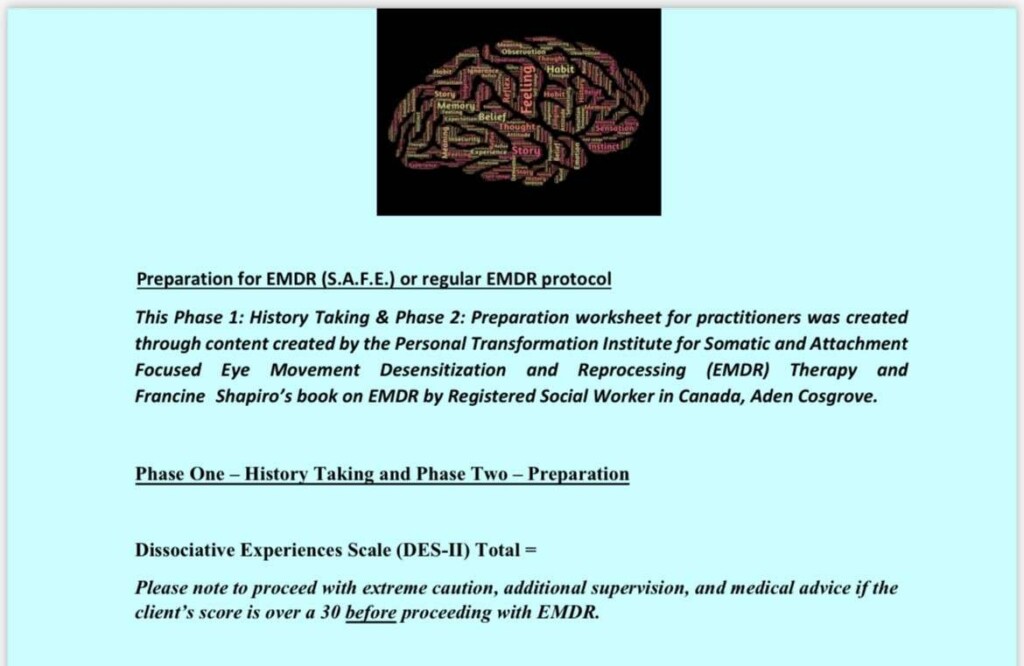 EMDR Protocol With Interweave Guidance Worksheets Library