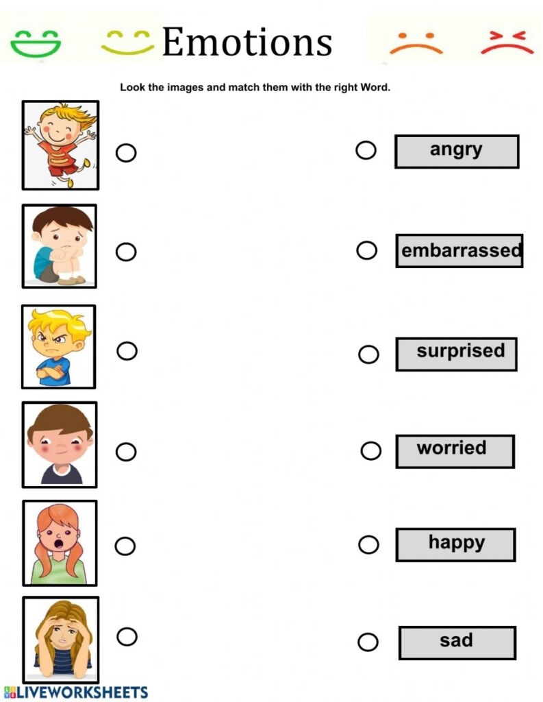 Emotions Match Worksheet Printable Worksheets