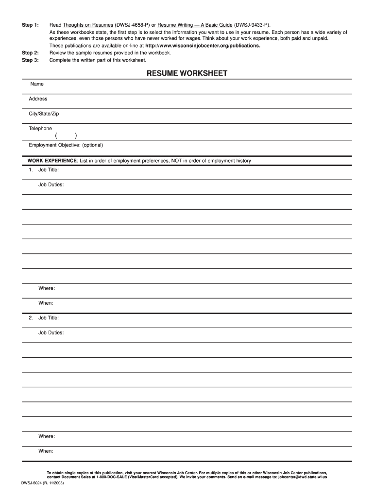 Fill In Blank Printable Resume Worksheet Printable Templates