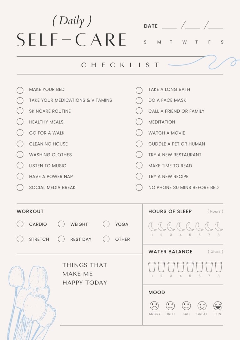 Printable Self Care Plan Worksheet - easyworksheetprint.com