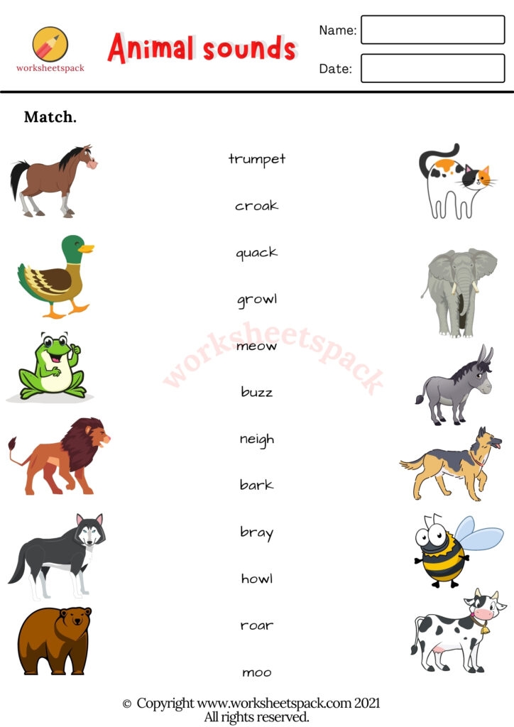 Free Animal Sounds Worksheets Worksheetspack