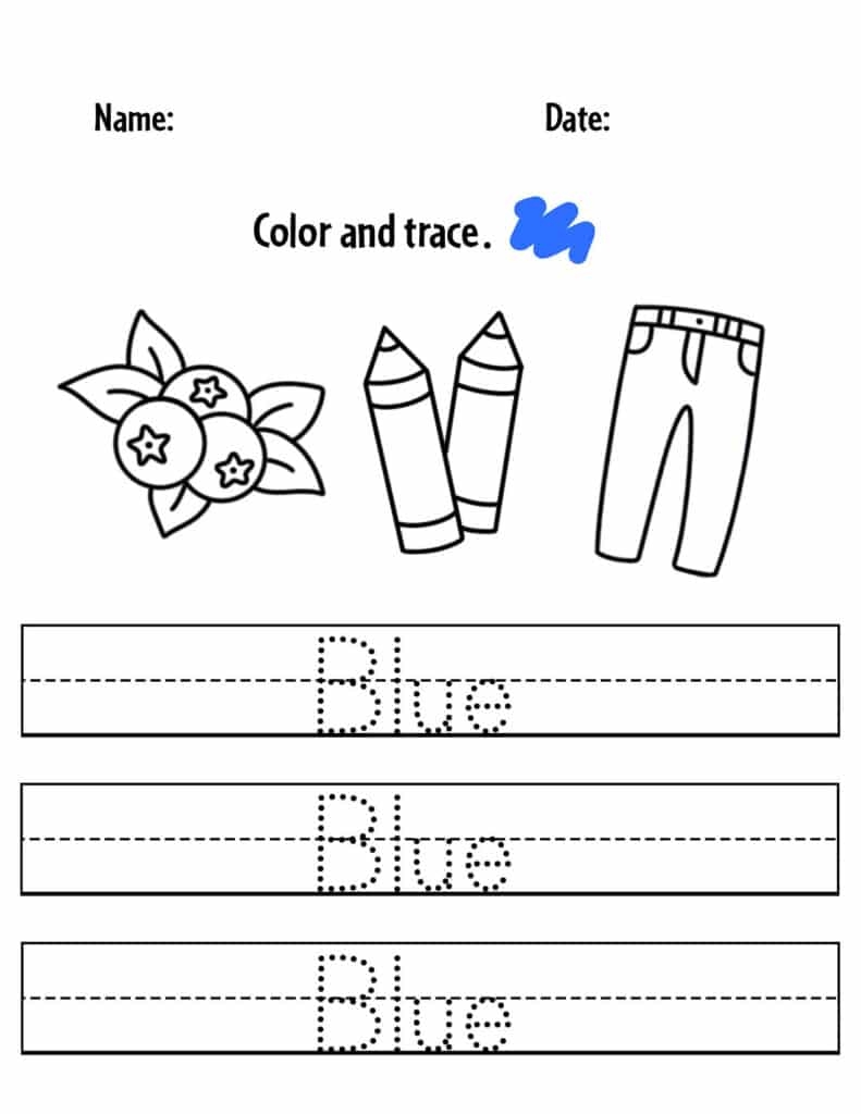 Free Color Blue Worksheet For Preschool Download Free Color Blue 