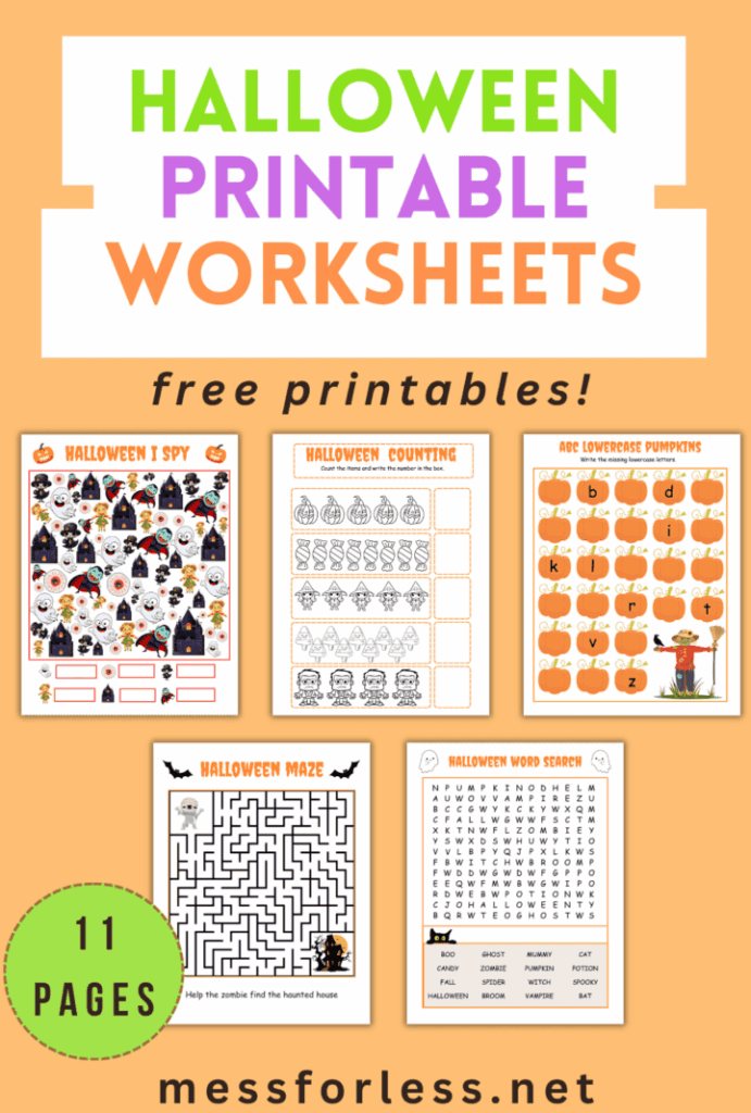 Free Halloween Printable Worksheets Mess For Less