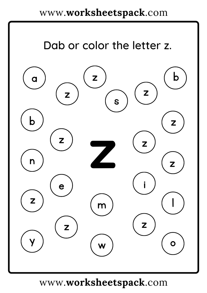 Free Letter Z Printable Worksheets PDF Worksheetspack