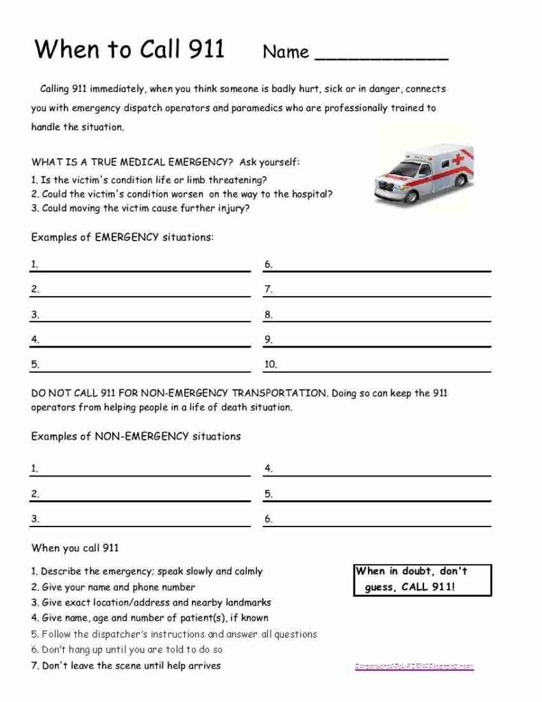 Free Printable 911 Worksheets Printable Worksheets