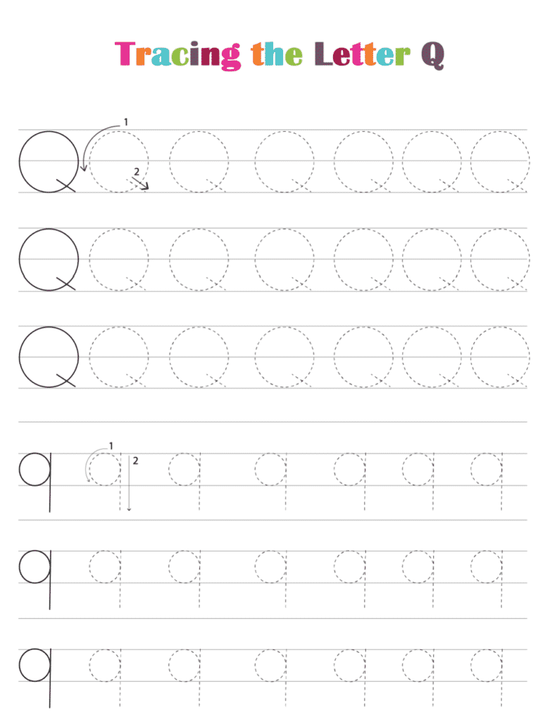 Free Printable Alphabet Tracing Worksheets PDF Letter Q