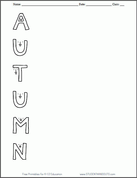 Free Printable Autumn Worksheets Free Worksheets Samples
