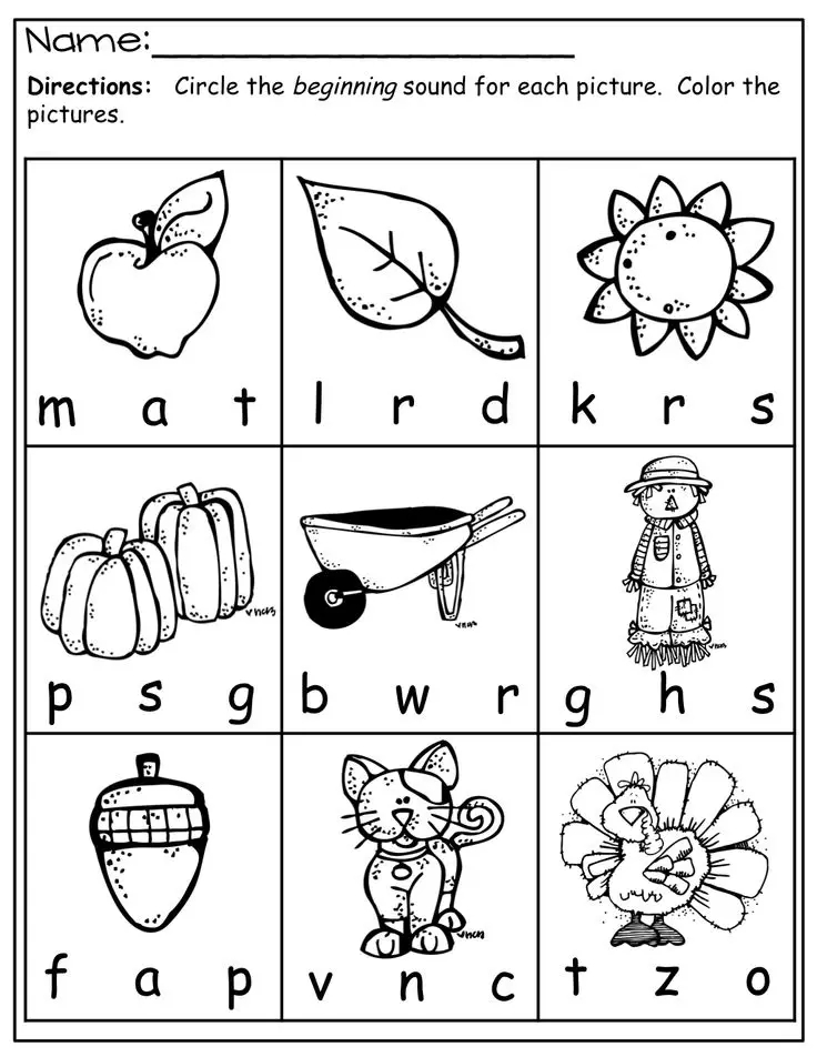 Free Printable Beginning Sounds Worksheets