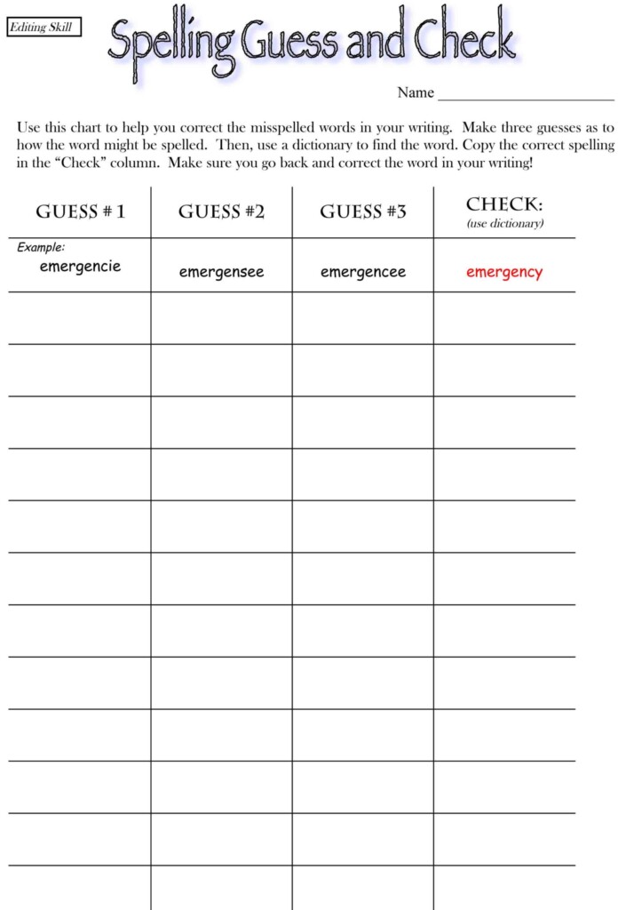 Free Printable Blank Spelling Worksheets Printable Worksheets