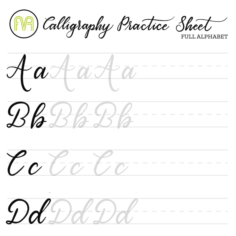 Free Printable Calligraphy Letters Worksheets