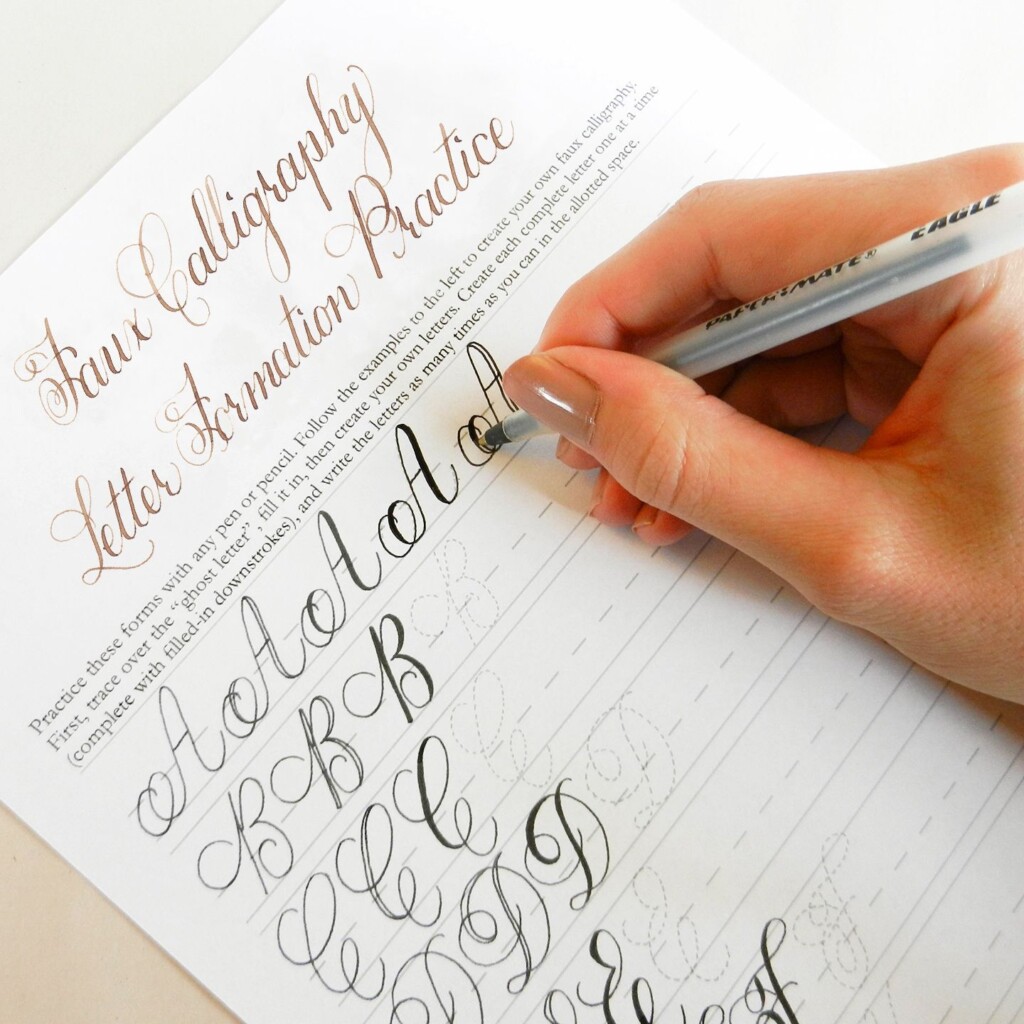 Free Printable Calligraphy Worksheets For Beginners Printable Templates