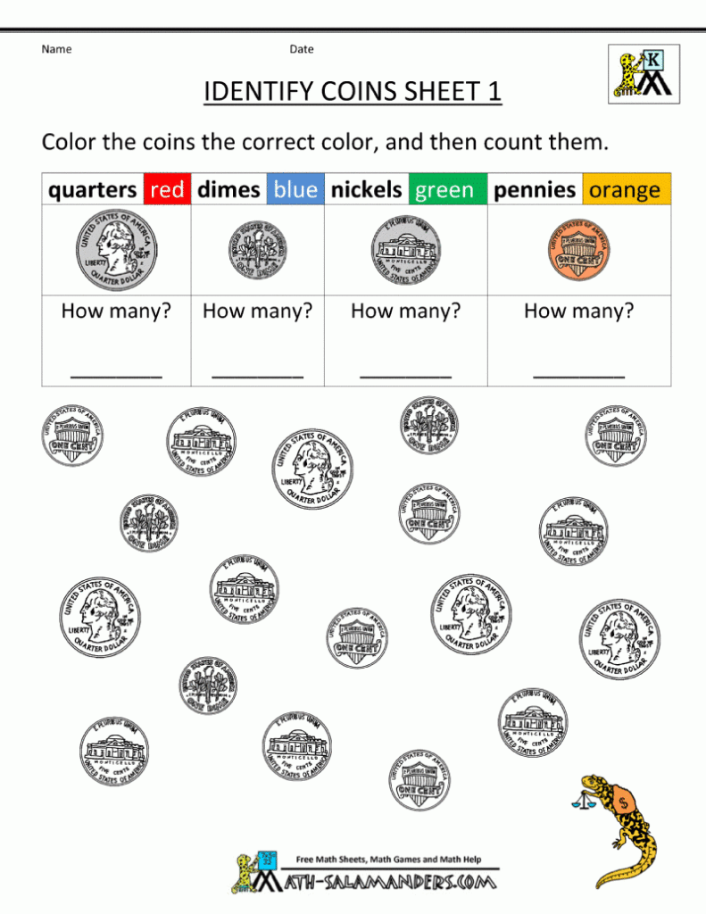 Free Printable Coin Worksheets