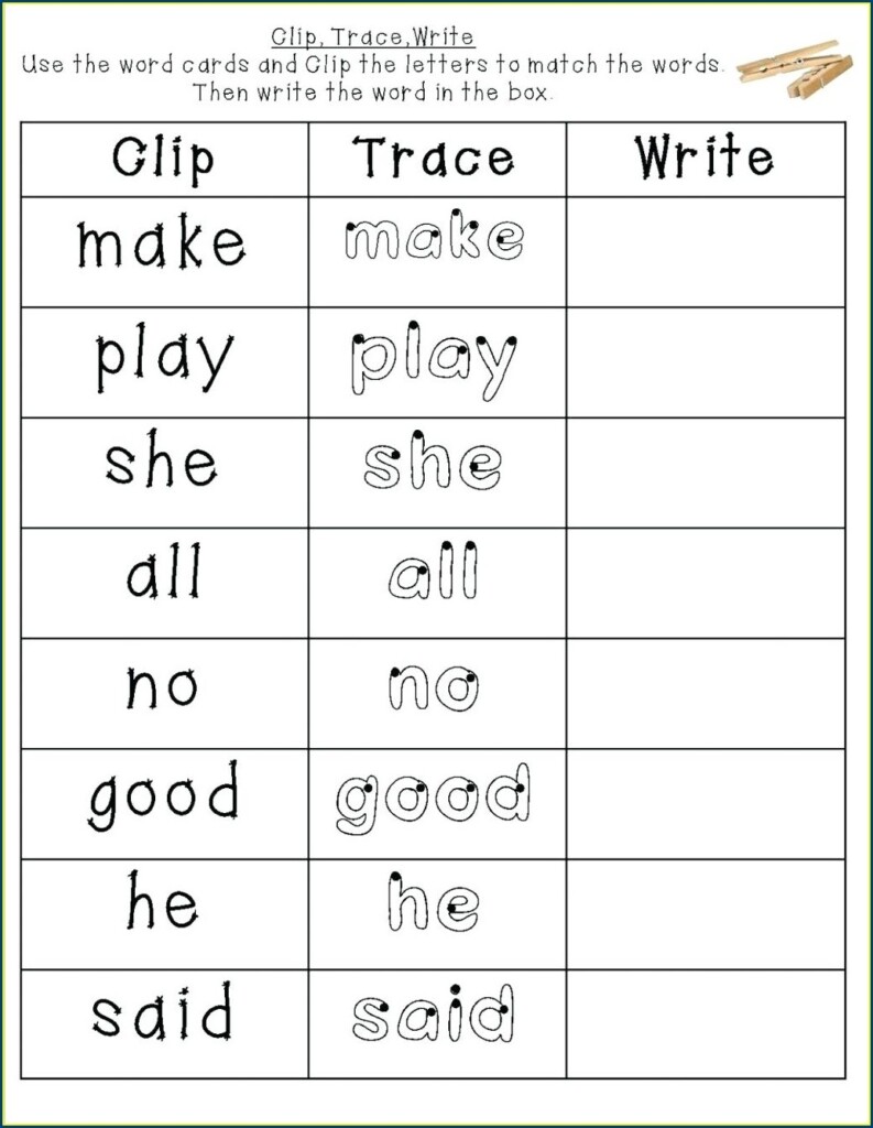 Free Printable Common Core Kindergarten Sight Word Worksheets Mathplm